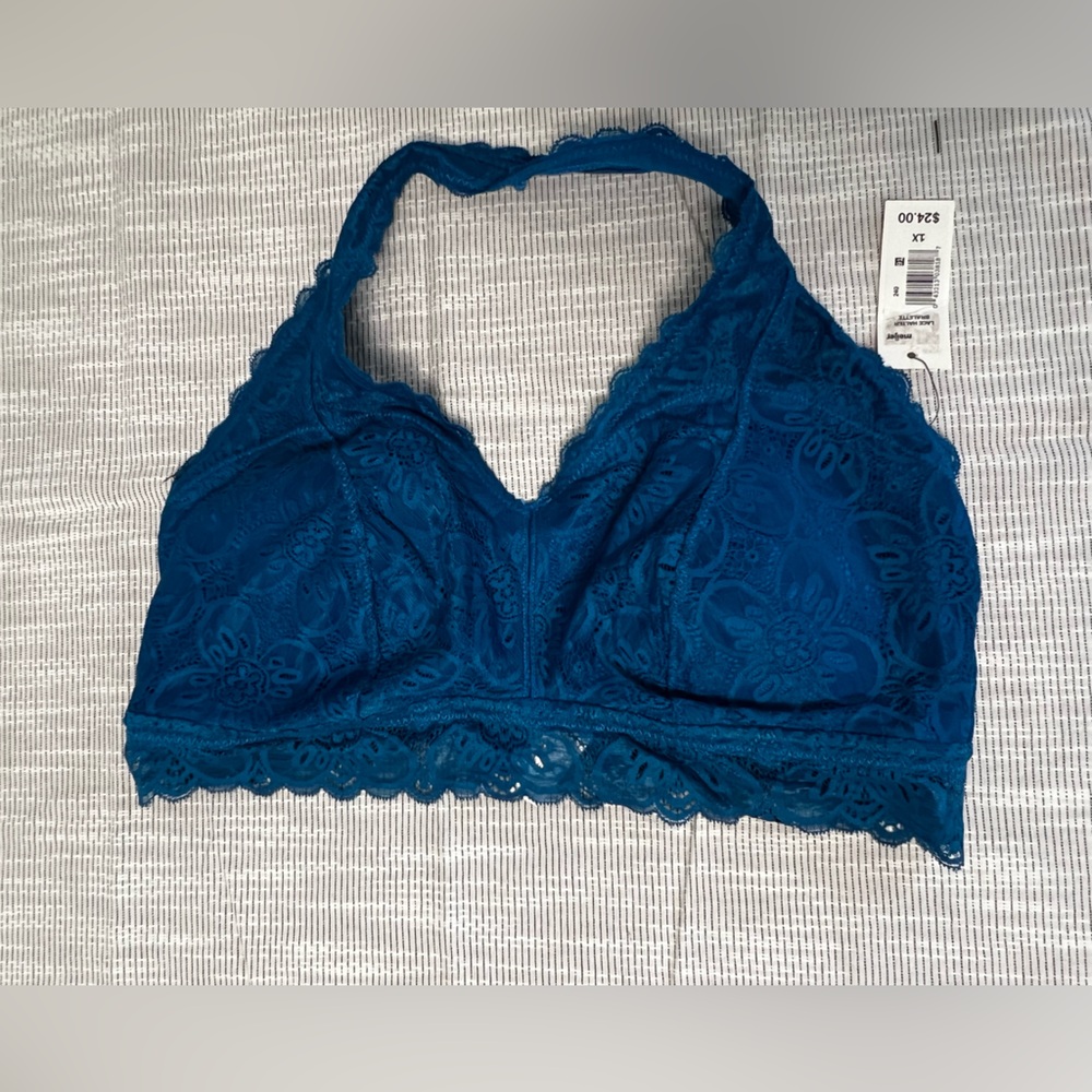 Lace Teal Halter Bralette